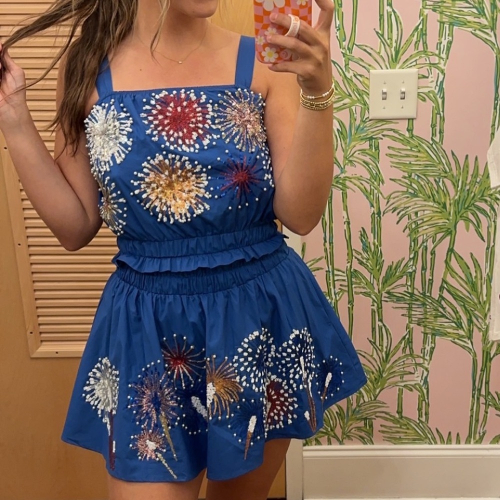 QUEEN OF SPARKLES Blue Fireworks Two Piece Set